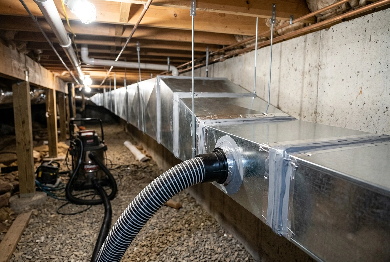 Cleaned sheet metal ductwork